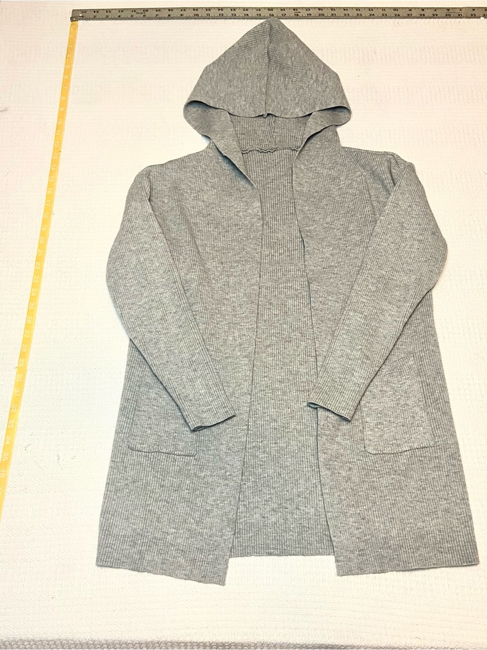 Hooded Open-Front Ribbed Cardigan - Picture 5 of 5